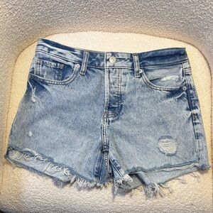 Express Light Blue Distressed Jean Shorts